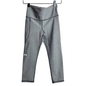 UNDER ARMOUR WOMEN'S GREY ATHLETIC HIGH RISE CAPRI WORKOUT LEGGINGS SIZE XS NEW
